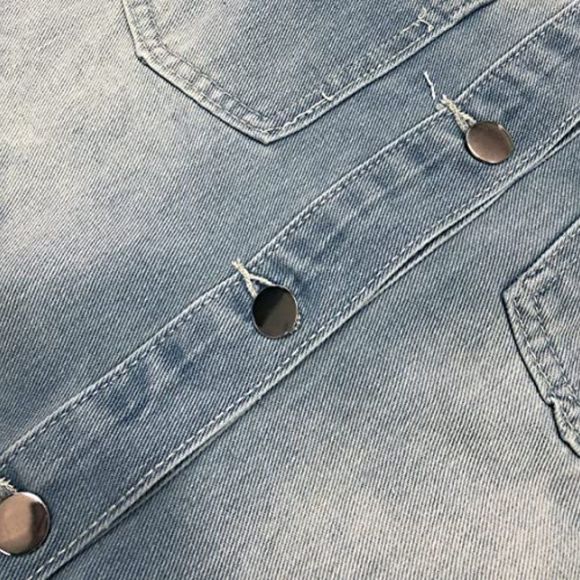 SeNight Women's Jean Jacket Long Sleeve Classic Distressed Trucker Jackets - Picture 4 of 5